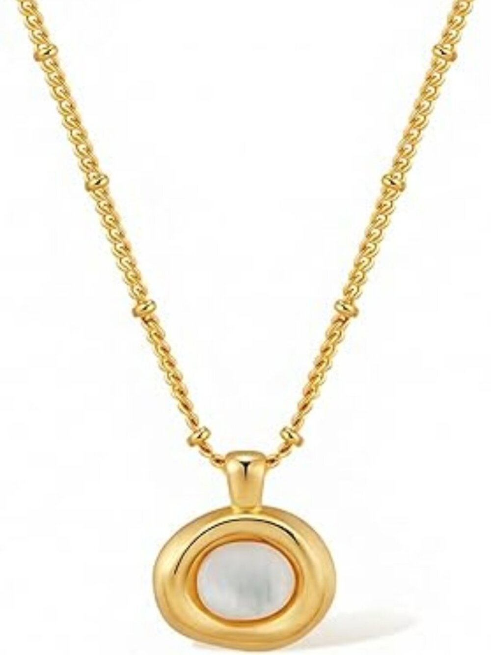 NEW Chunky Gold Stone Pendant Necklace Chunk Gemstone Dangle Elegant Fashion‎